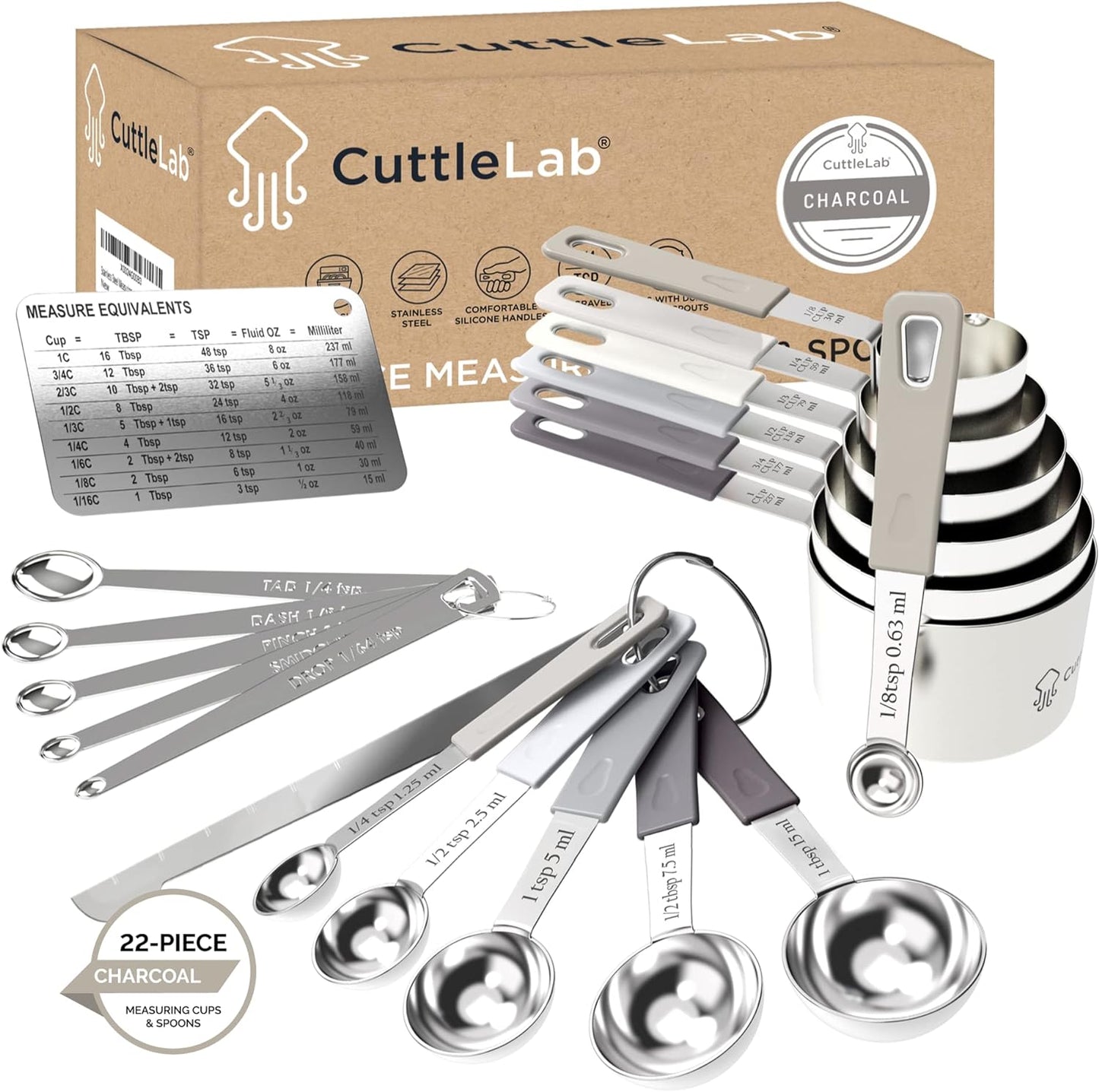 22-Piece Stainless Steel Measuring Cups and Spoons Set for All Needs