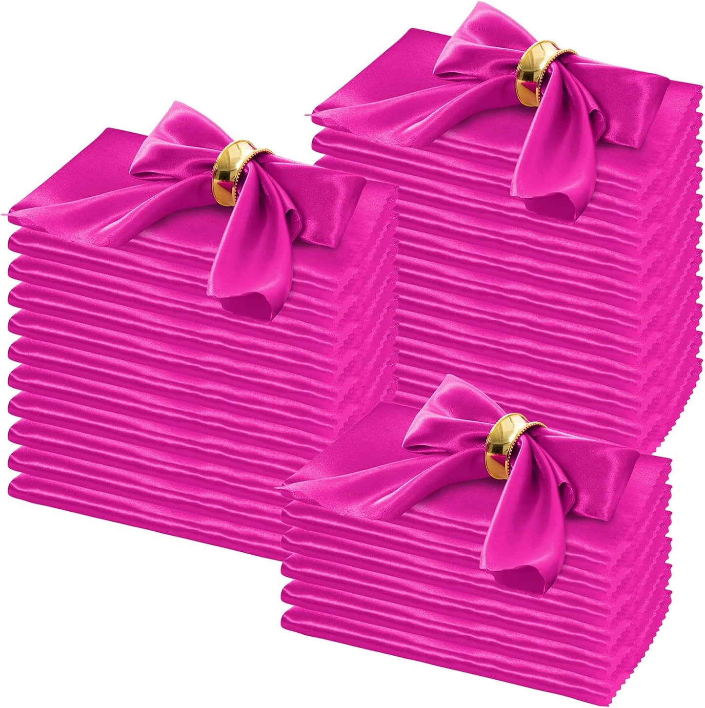 Hot Pink Satin Napkins 100 Pack for Elegant Dinner Events