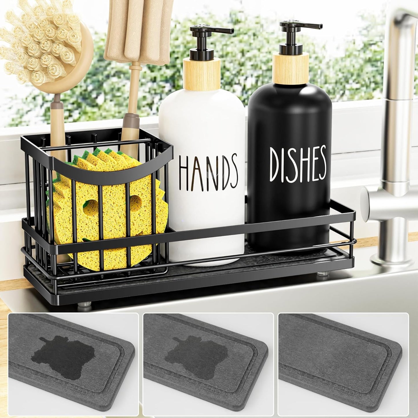 Moforoco Kitchen Dish Soap Dispenser Set for Stylish Sinks