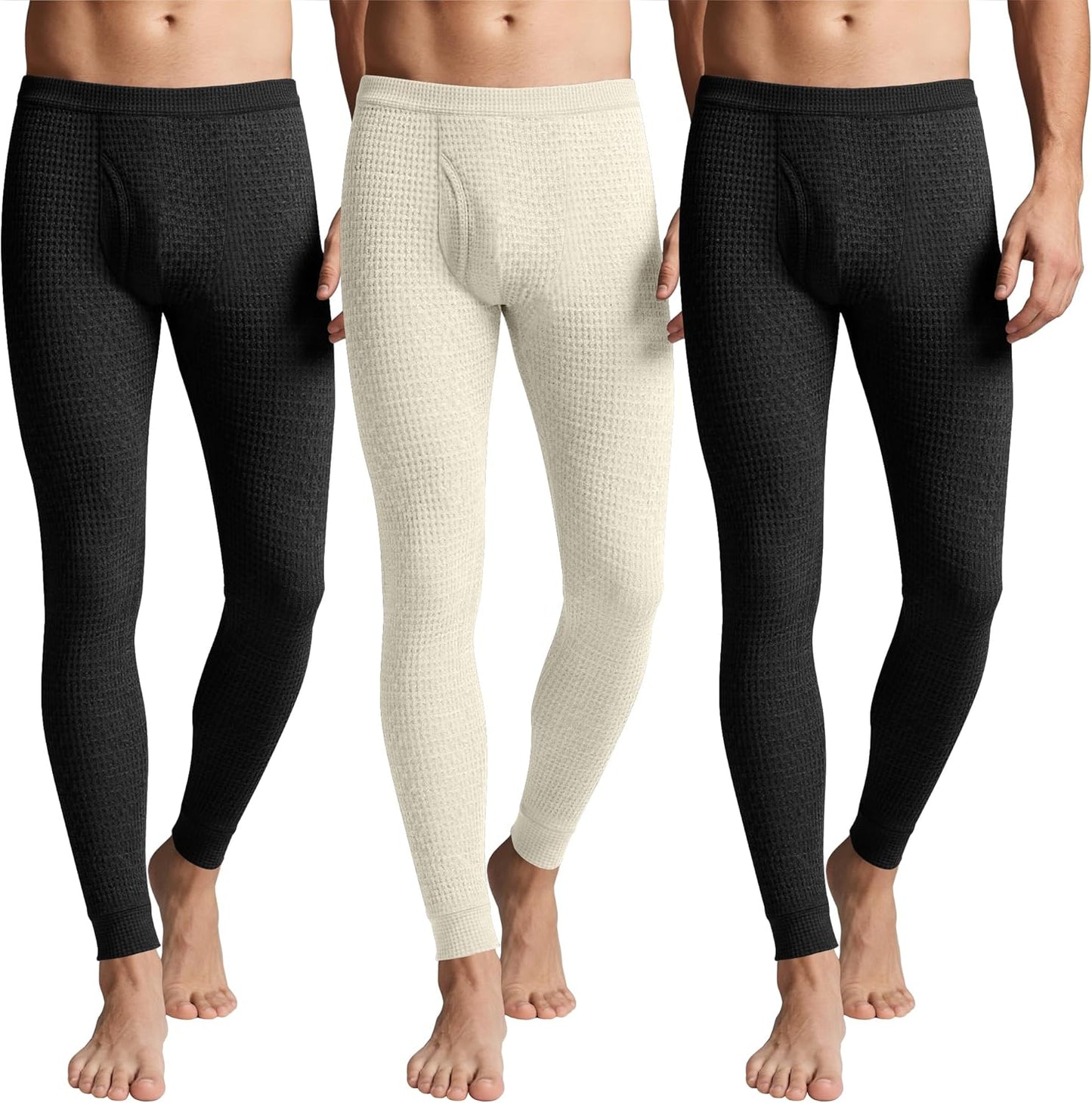 Men's Waffle Thermal Bottoms 3 Pack for Ultimate Comfort
