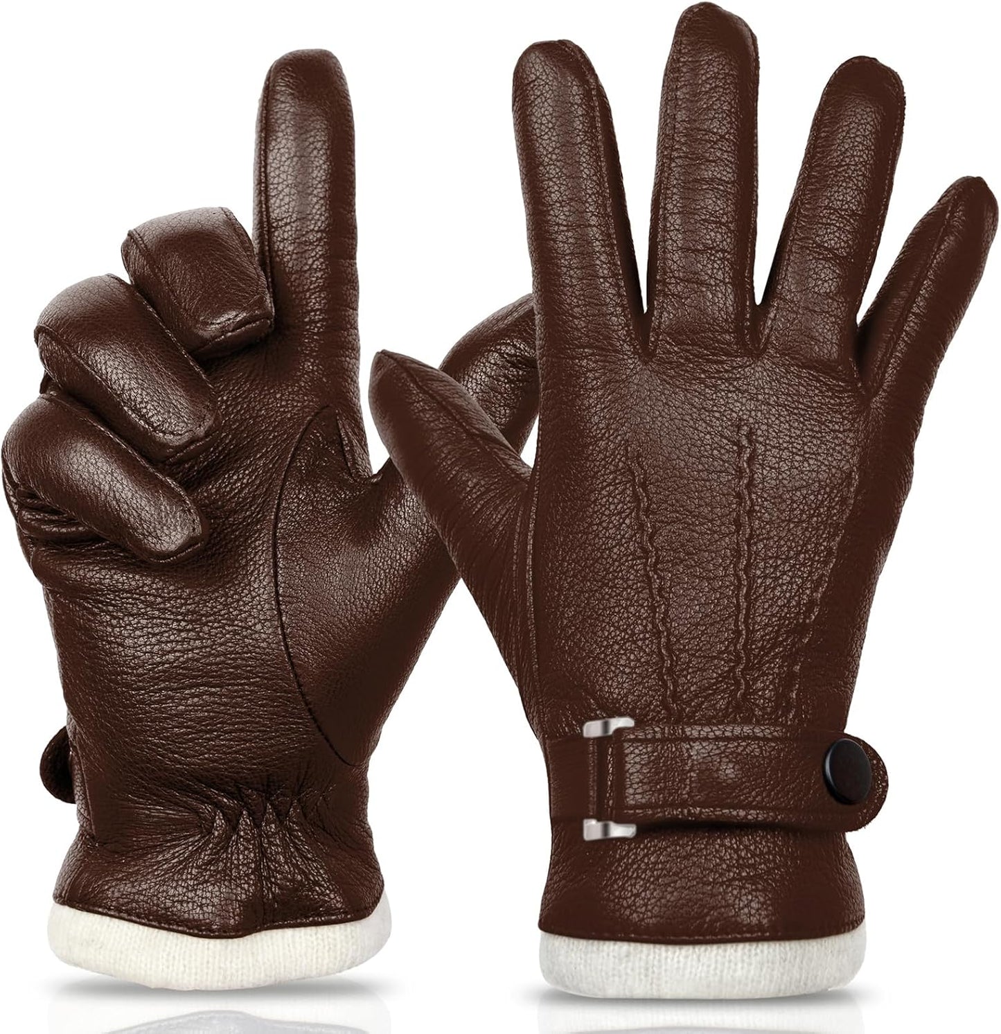 Touchscreen Leather Winter Gloves for Men by SURAWIL