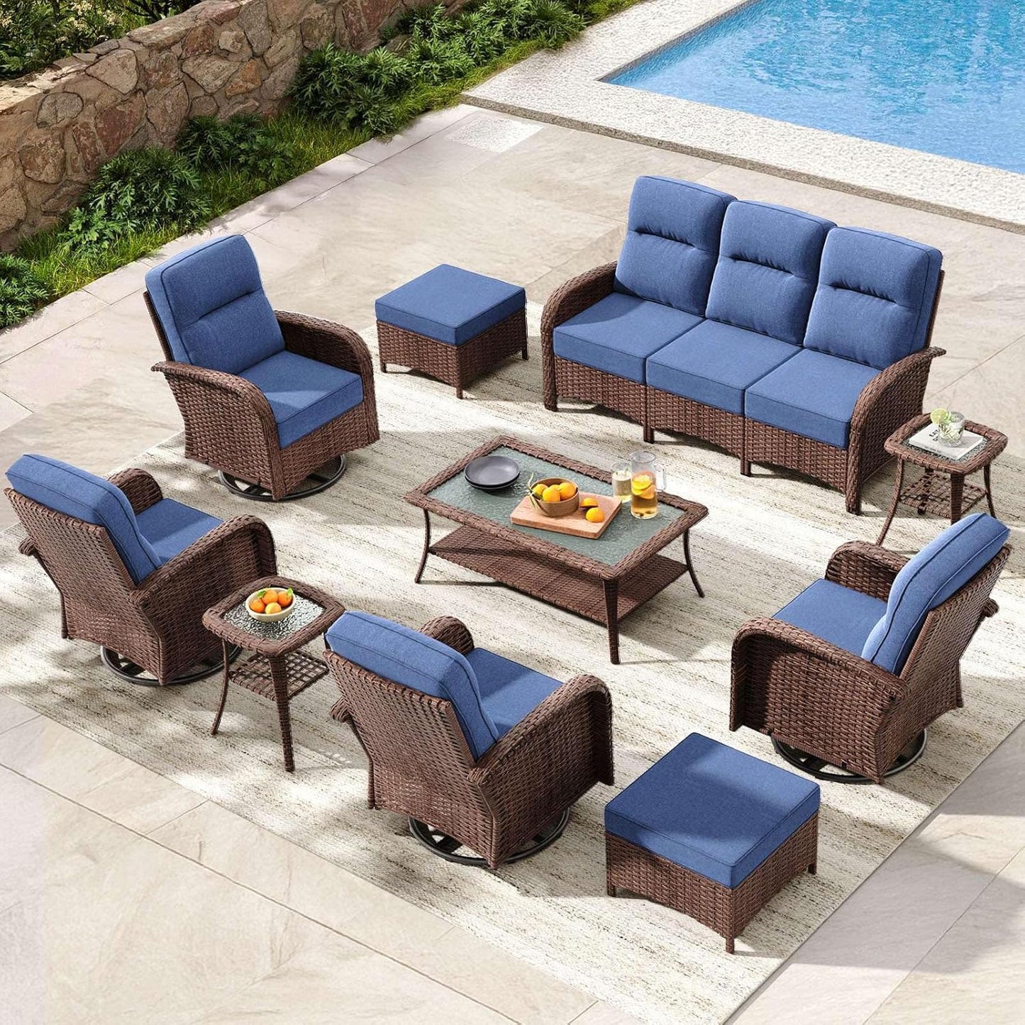 Patio Furniture Set with Thick Cushions for Outdoor Comfort