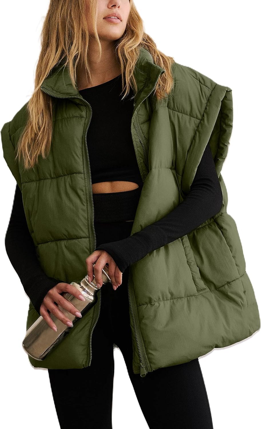 APAFES Women Winter Oversized Puffer Vest for Stylish Warmth