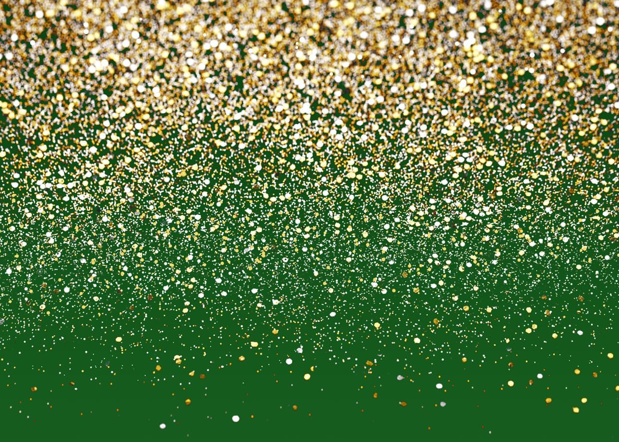 10x8ft Green and Gold Backdrop for Birthday and Wedding Events