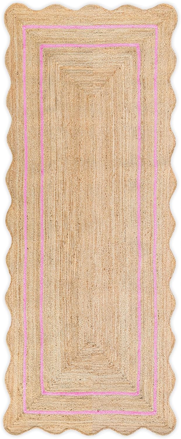 Wave Scalloped Natural Jute Runner for Boho Farmhouse Decor