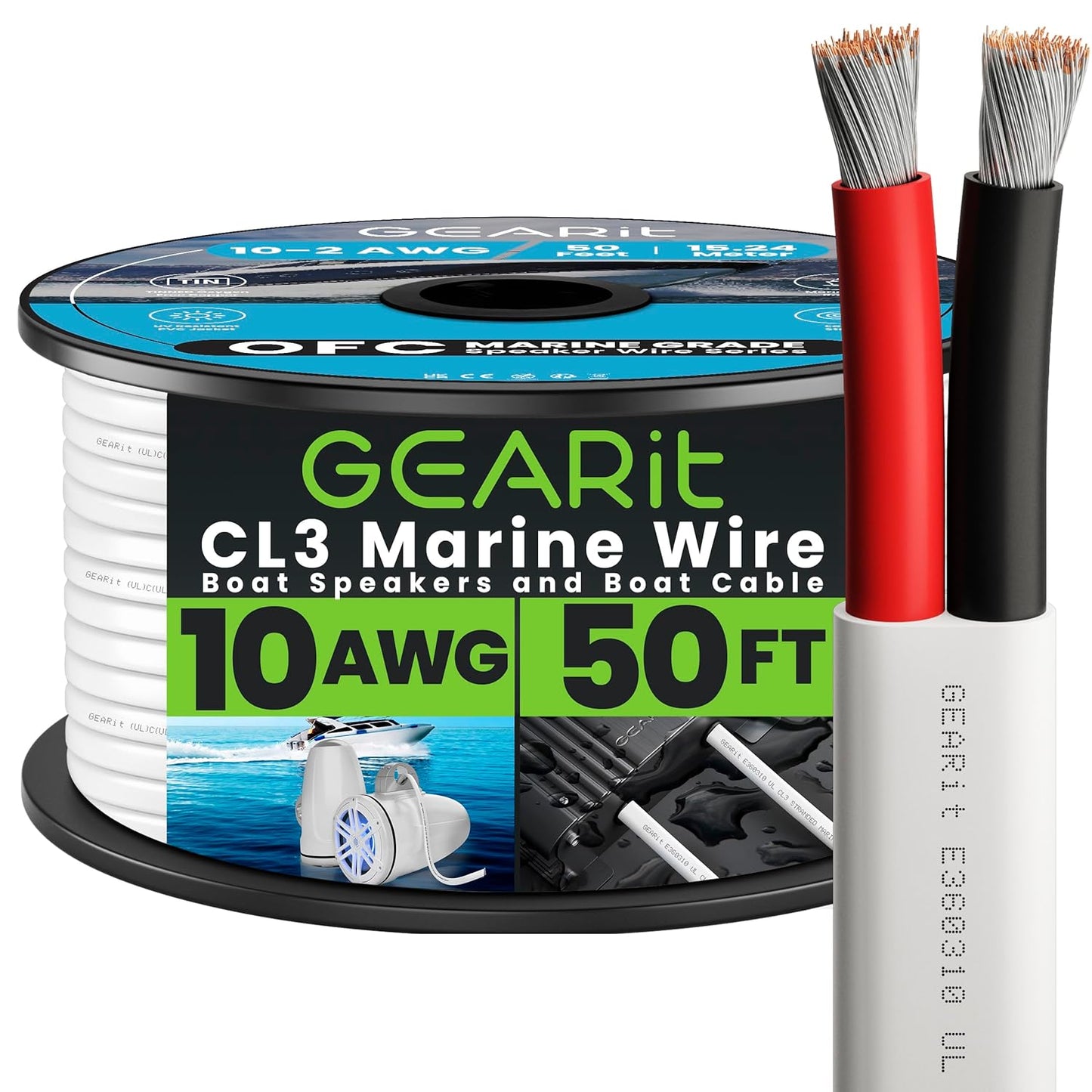 GEARit 10 Gauge Marine Wire - Durable Tinned Copper Cable