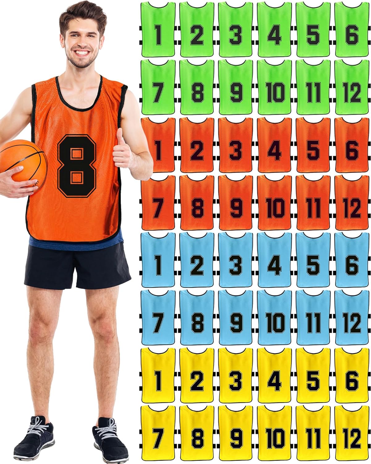 48 Pcs Soccer Penny Vests for Team Practice and Training