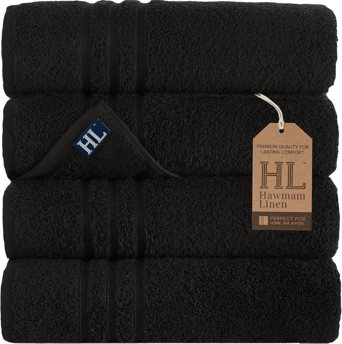 Soft and Absorbent Black Bath Towels 4-Pack for Daily Use