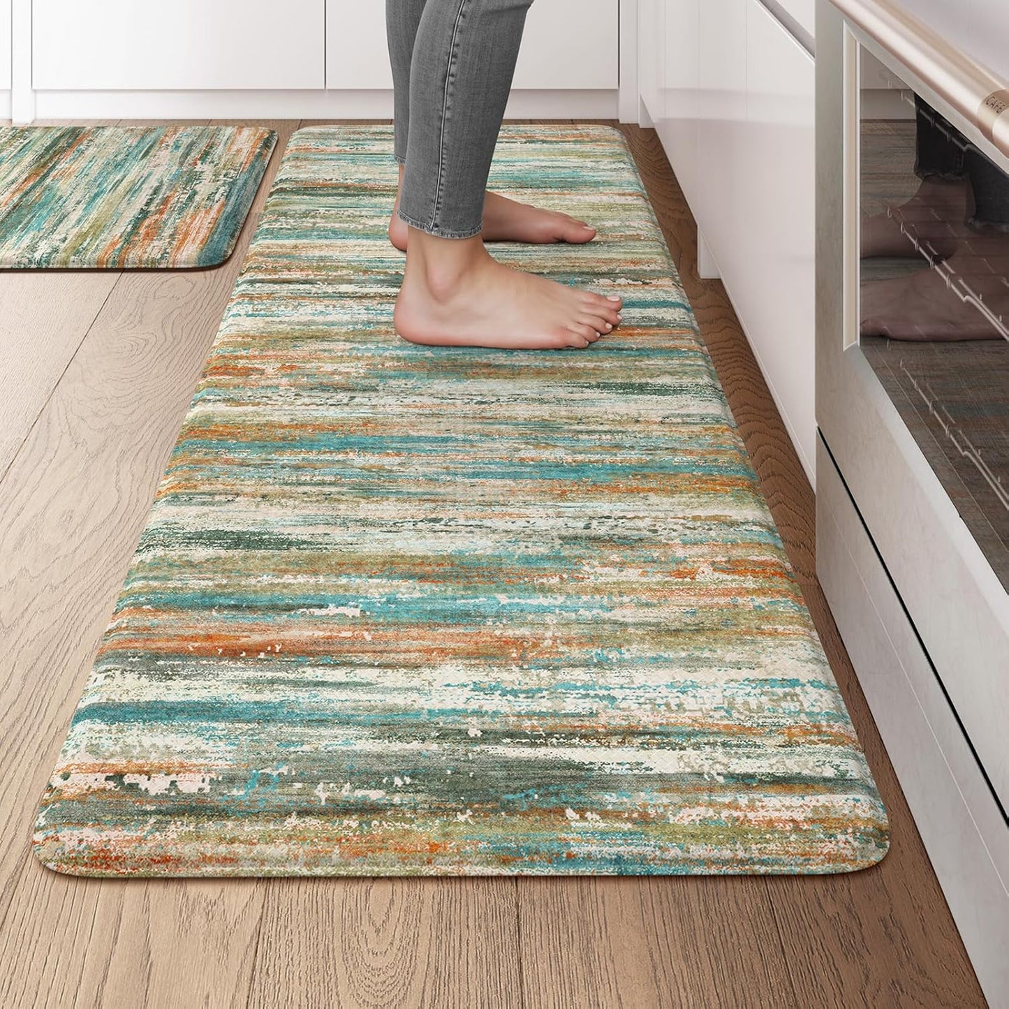 KIMODE Kitchen Mats for Floor Anti Fatigue - Set of 2 Stylish Rugs