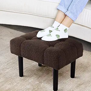 HOUCHICS Fur Padded Foot Stool - Modern Small Ottoman for Comfort