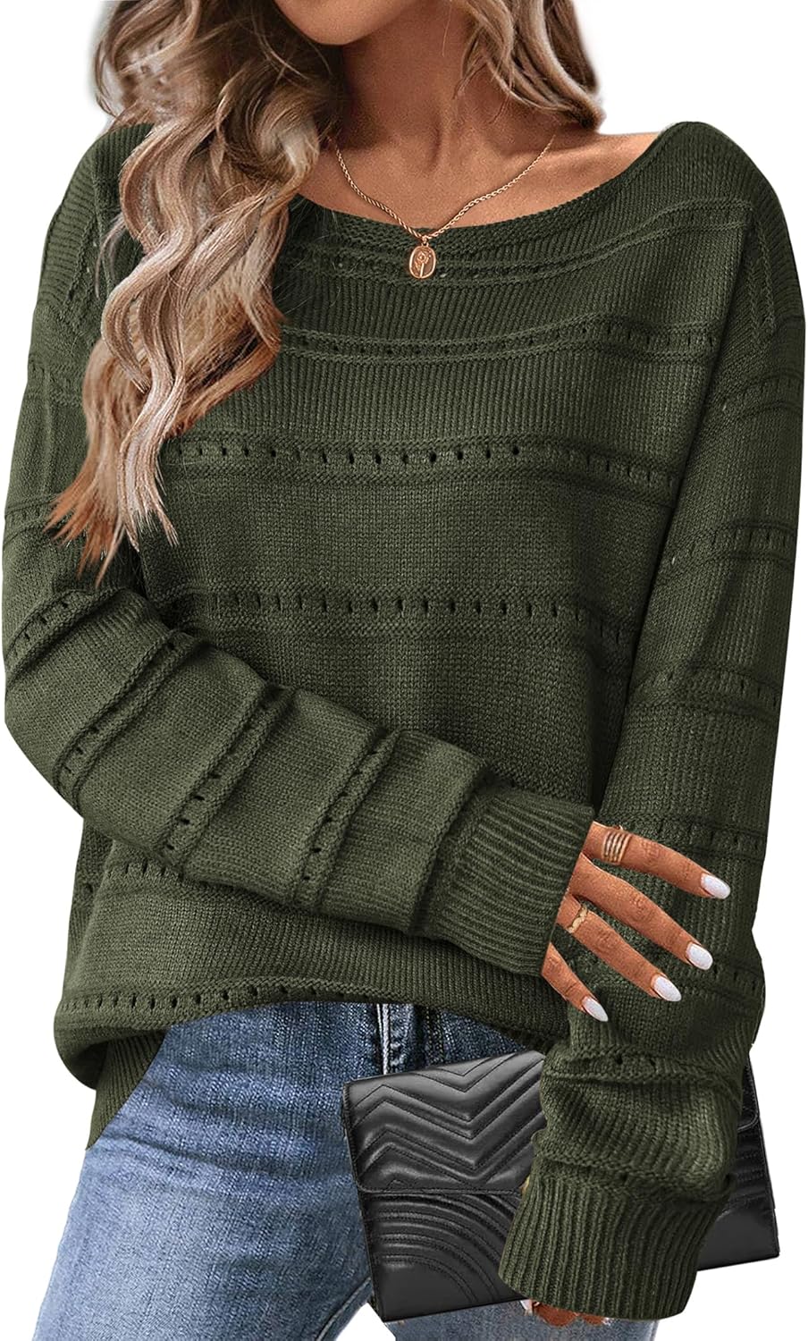 Zeagoo Womens Sweaters Cute Long Sleeve Off The Shoulder Tops