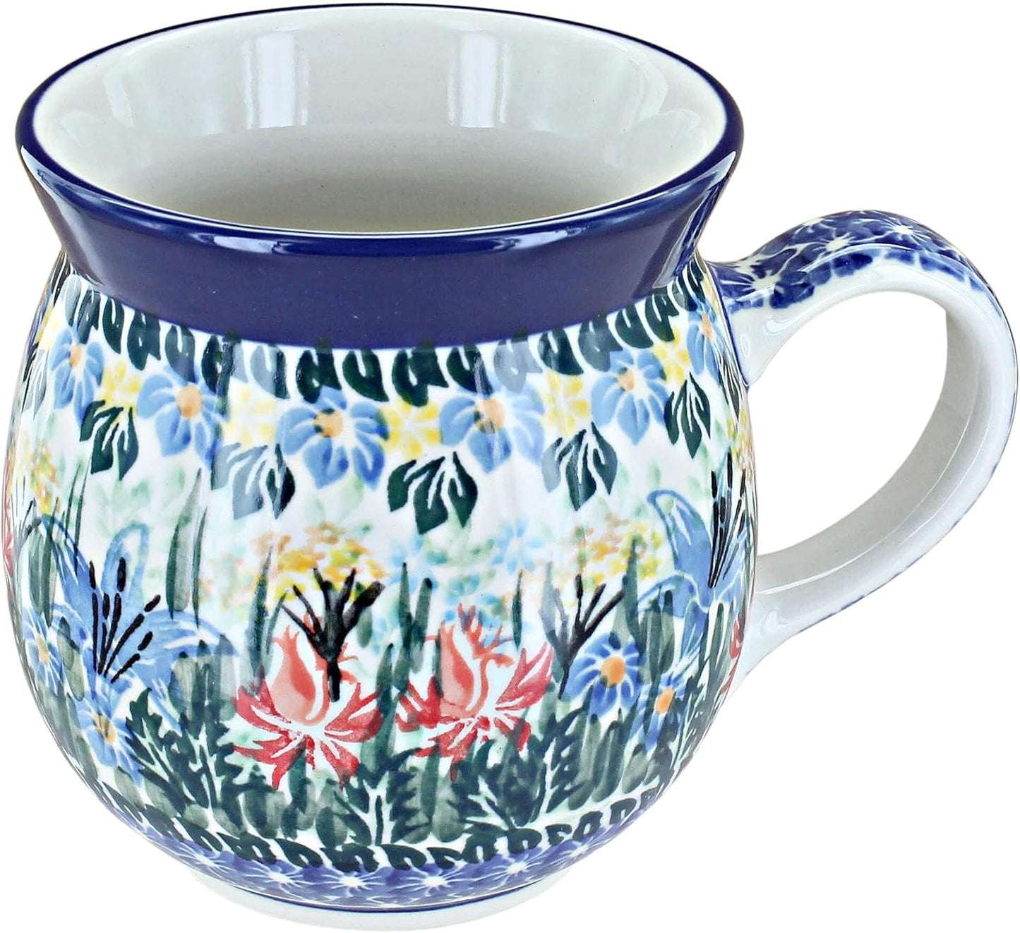 Blue Rose Polish Pottery Unique Bubble Mug for Coffee & Tea