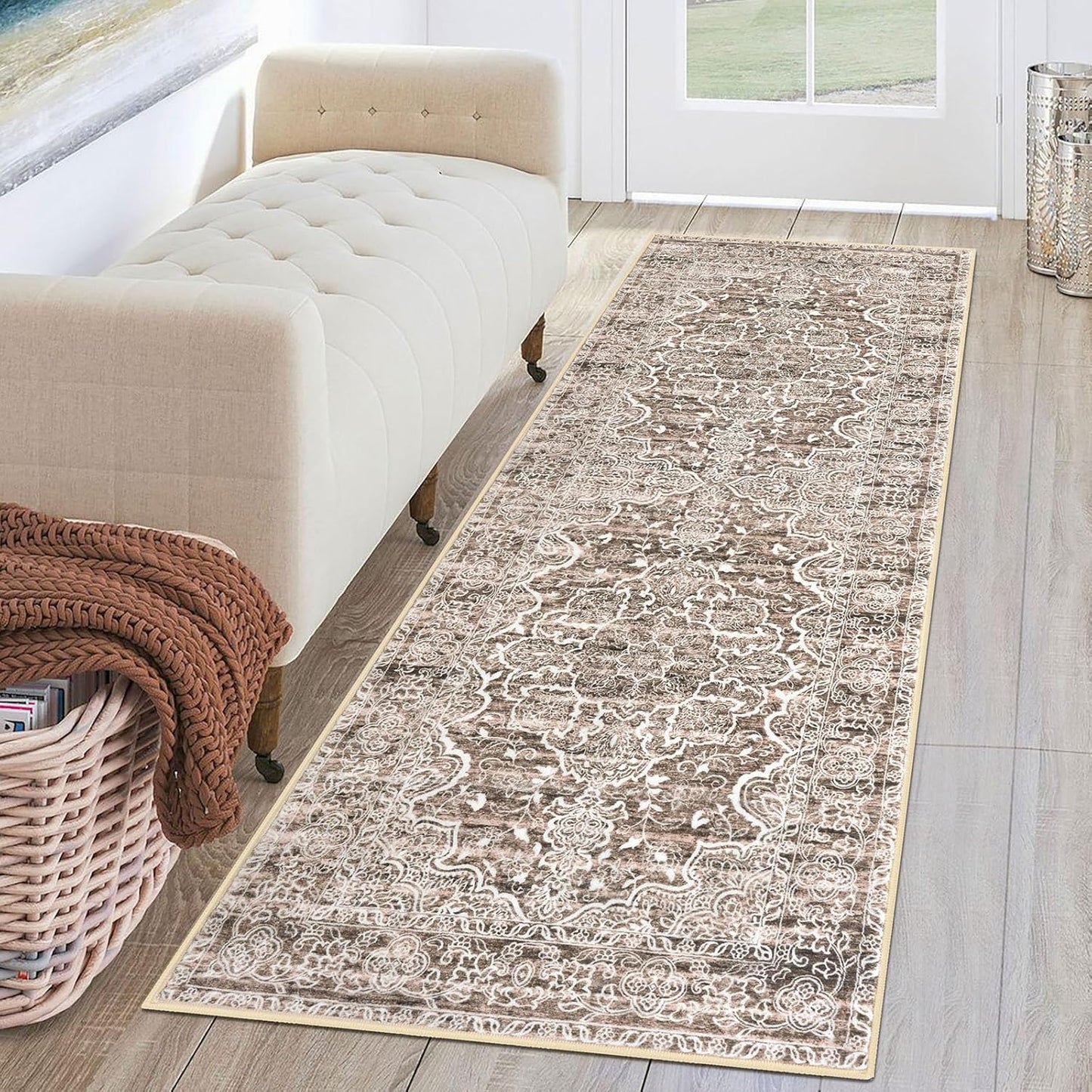 KUTA Vintage Washable Runner Rug 2x6 for Hallways and Kitchens
