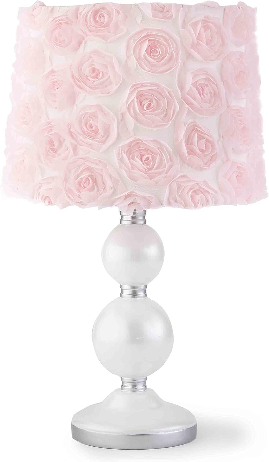 Elise Table Lamp with Pink Rosette Shade for Nursery Decor