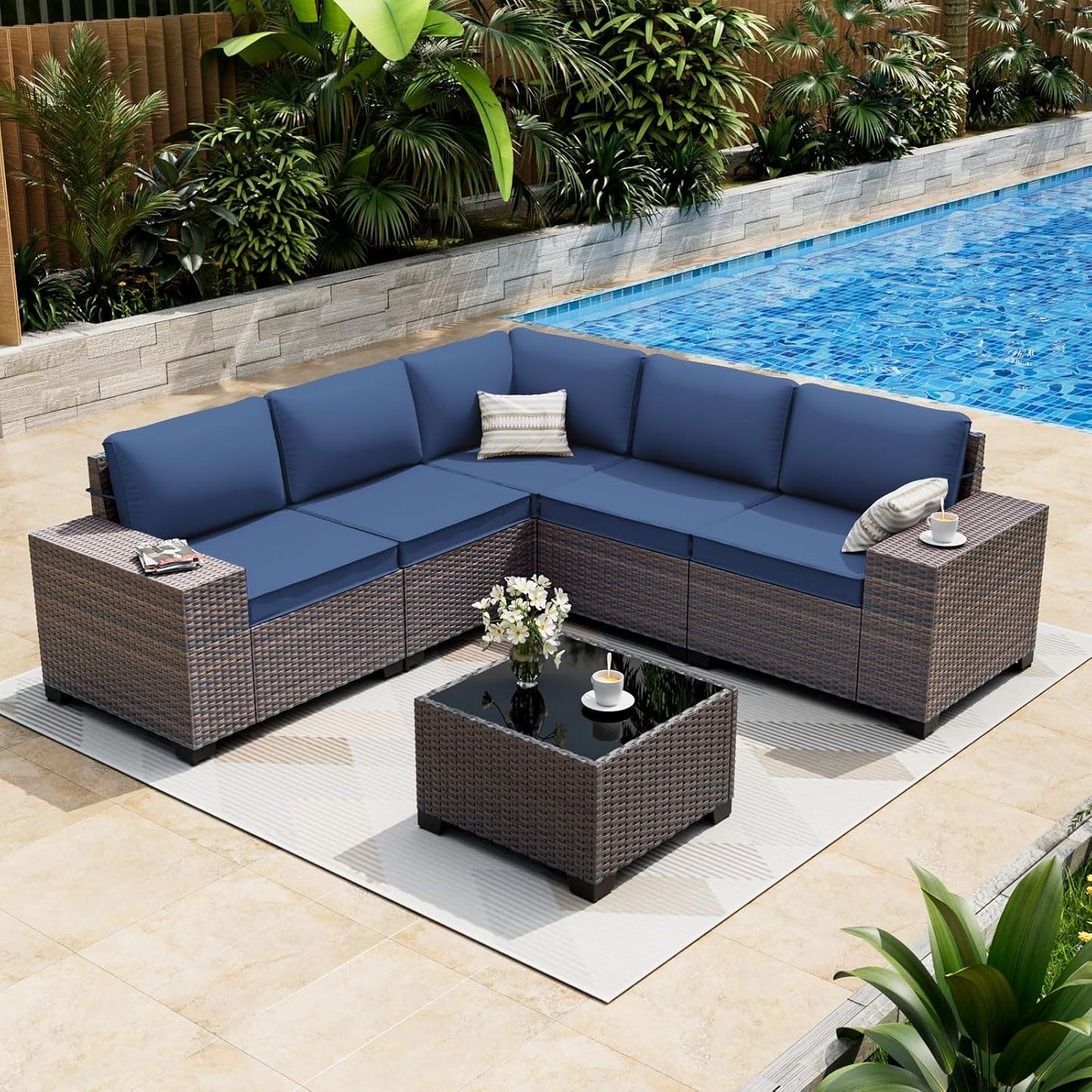 Oversized Wicker Sectional Furniture Set for Outdoor Relaxation
