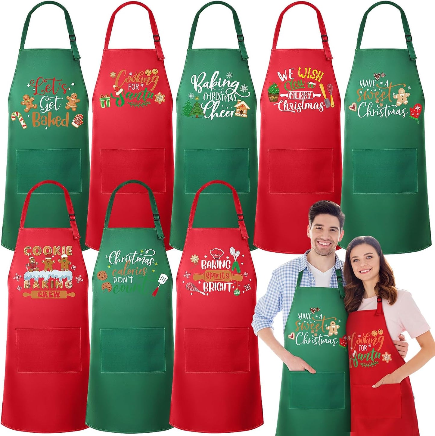 Christmas Matching Aprons with Pocket for Fun Baking Crew
