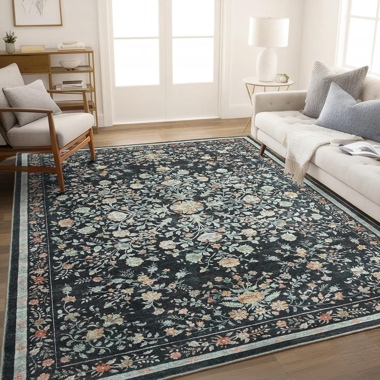 5x7 Area Rugs with Non-Slip Backing for Living Room Comfort
