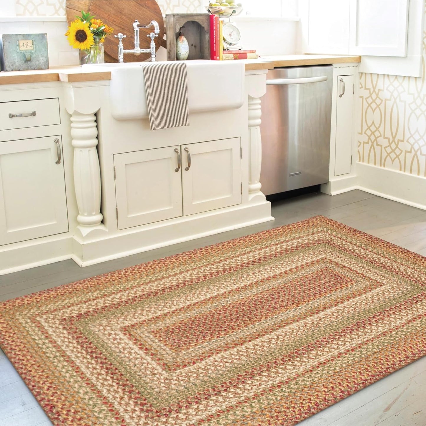Harvest Premium Jute Braided Area Rug for Rustic Decor