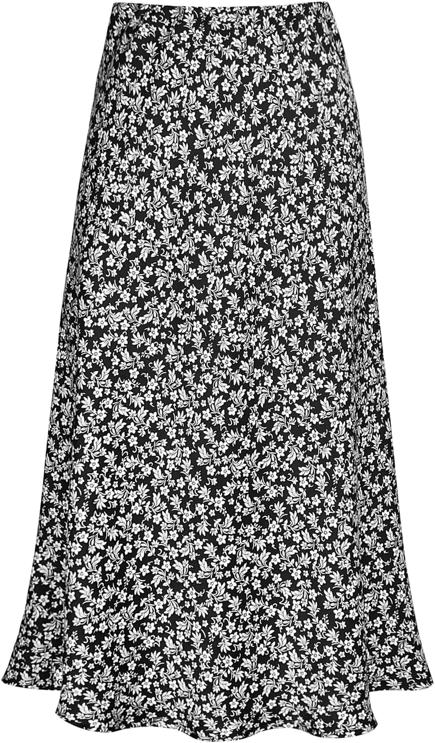 Women's Satin High Waist Flared A Line Midi Skirt for Style