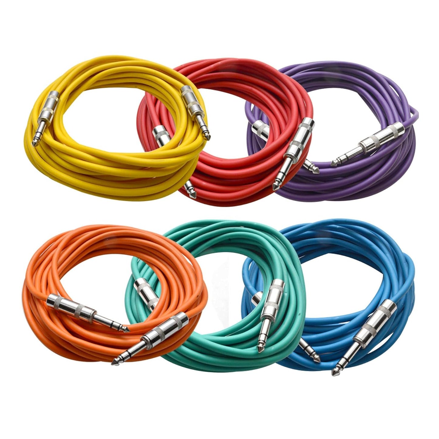 Seismic Audio Speakers 25 Foot TRS Patch Cables Pack of 6