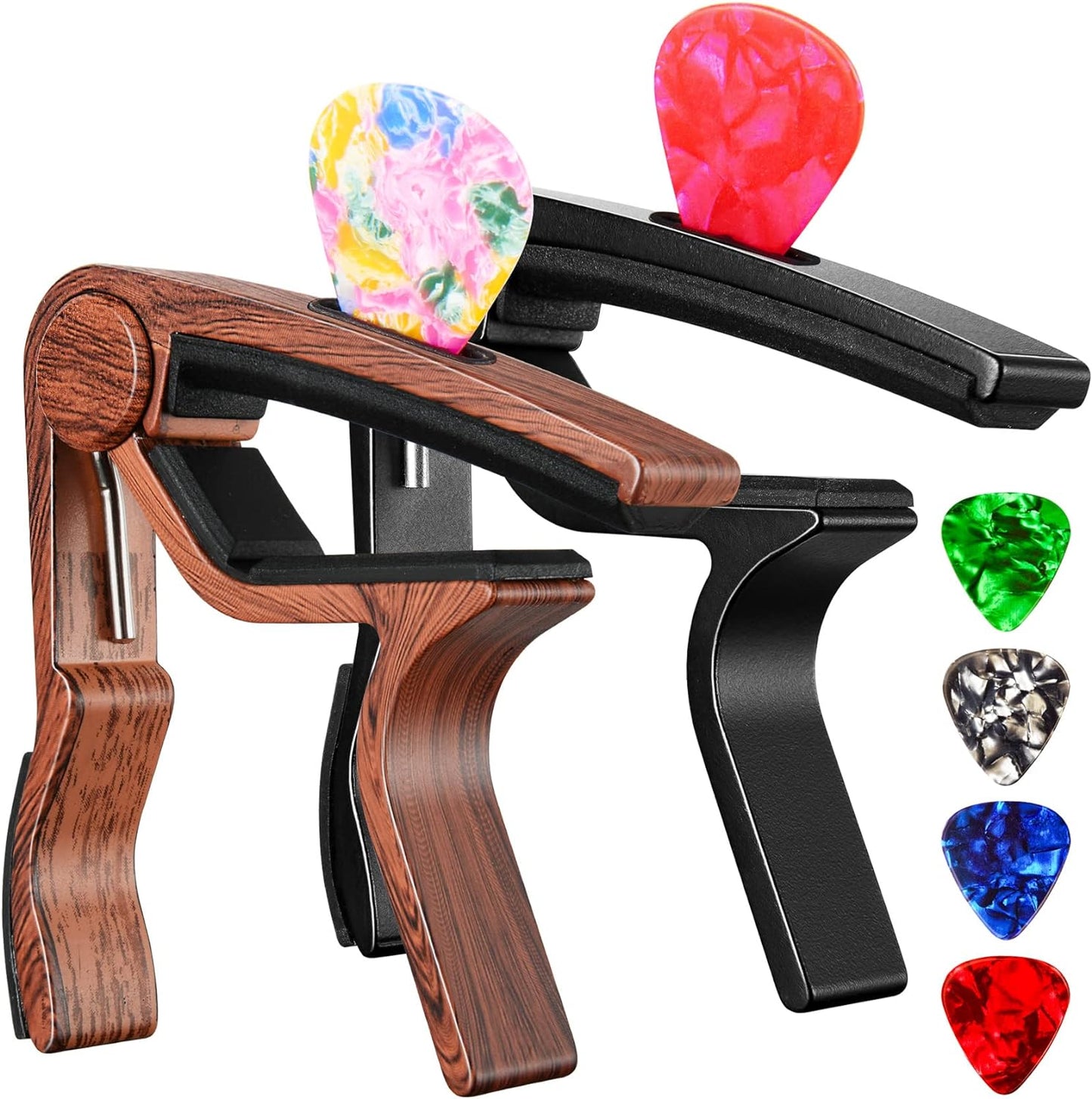 Quick Change 2-Pack Guitar Capo Set with Pick Holder - WOGOD