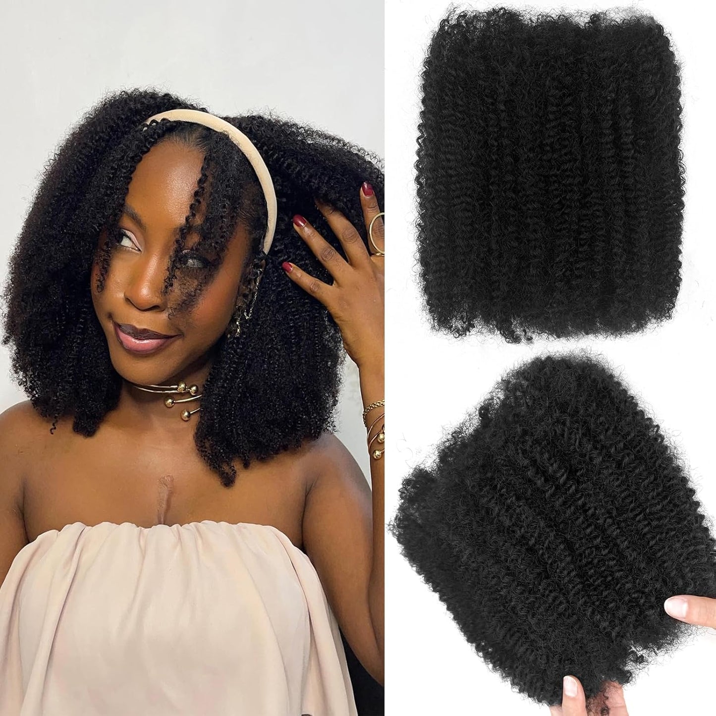 Afro Kinky Bulk Human Hair 18in 2 Bundles for Mini Twist Braids