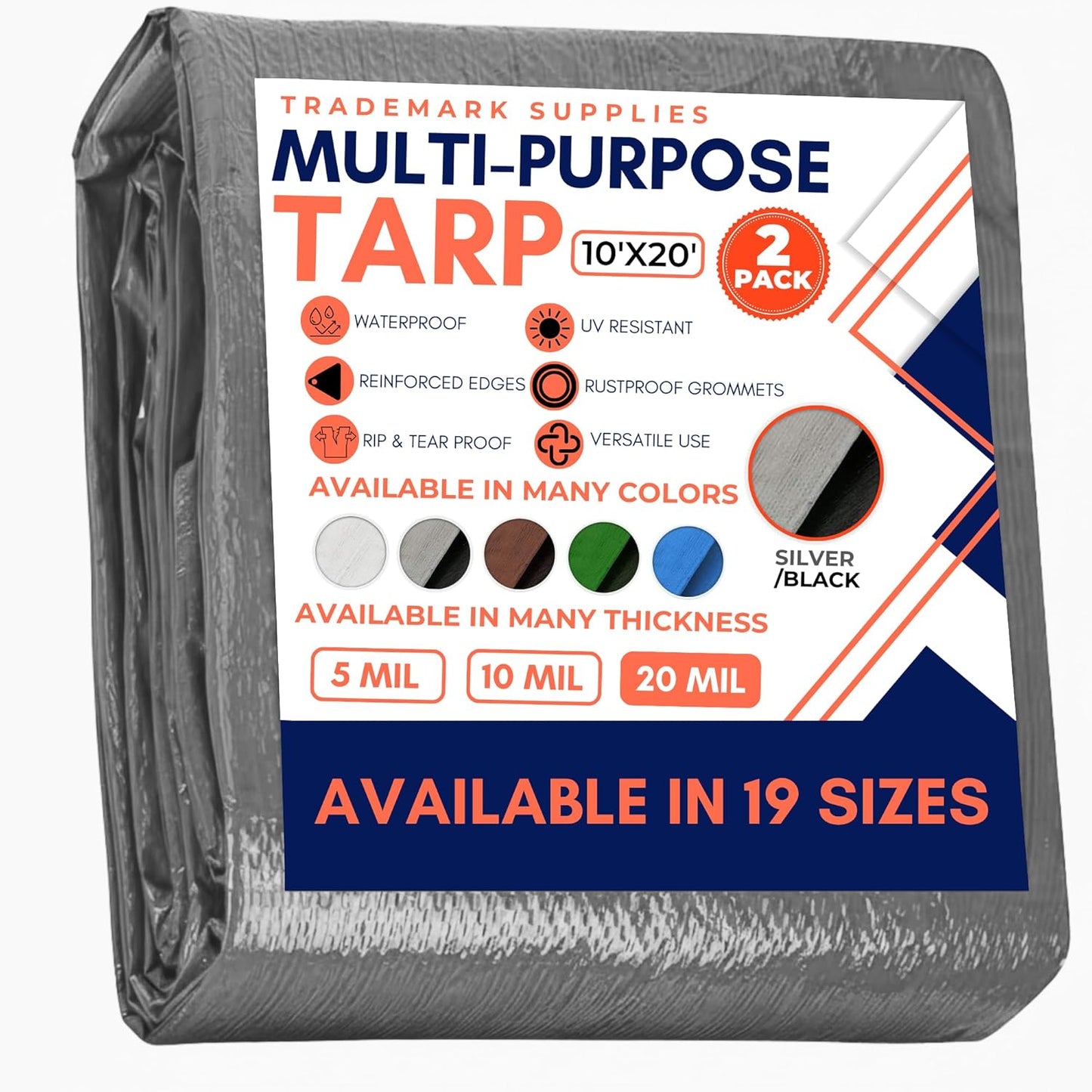 Large Waterproof Tarp - Heavy Duty 20 Mil Thick Poly Tarpaulin