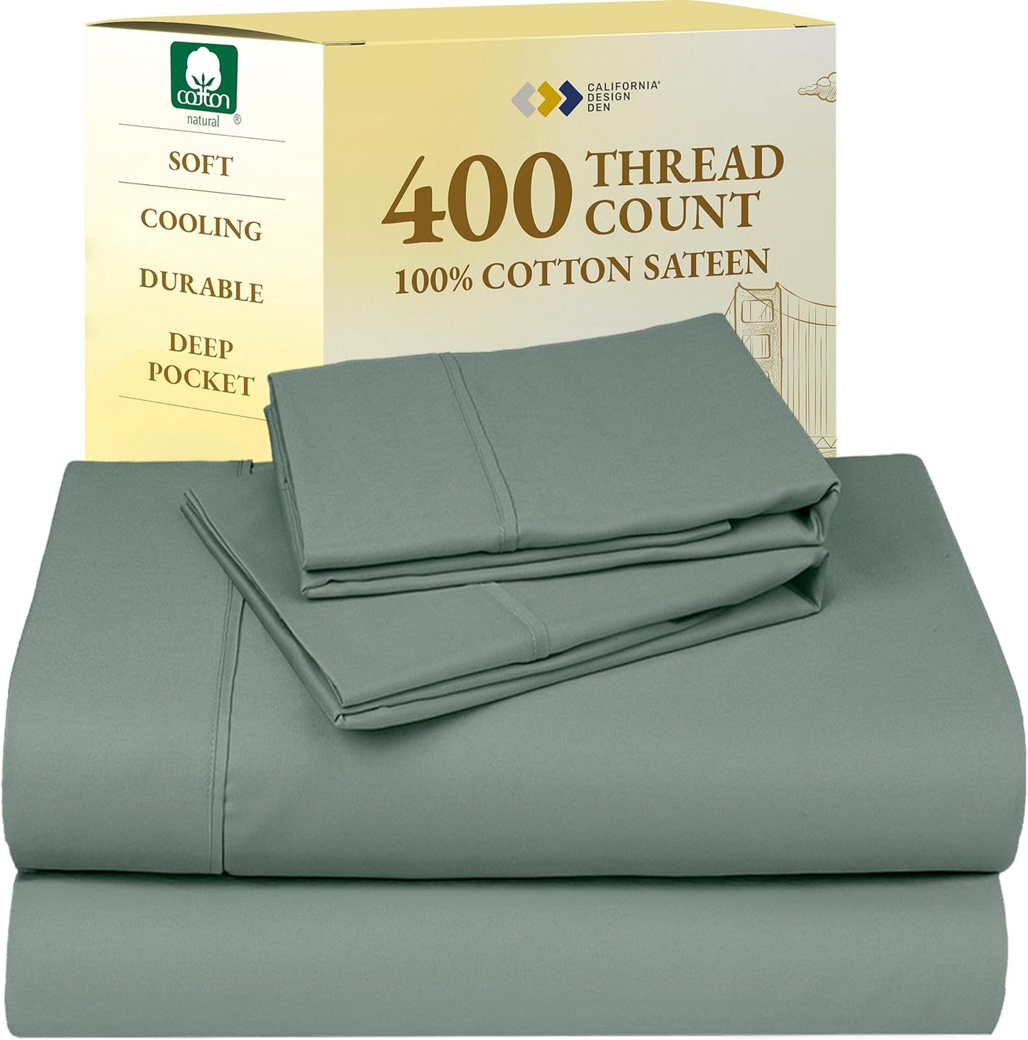 California Design Den Queen Sheet Set - Soft 400 Thread Count Sateen