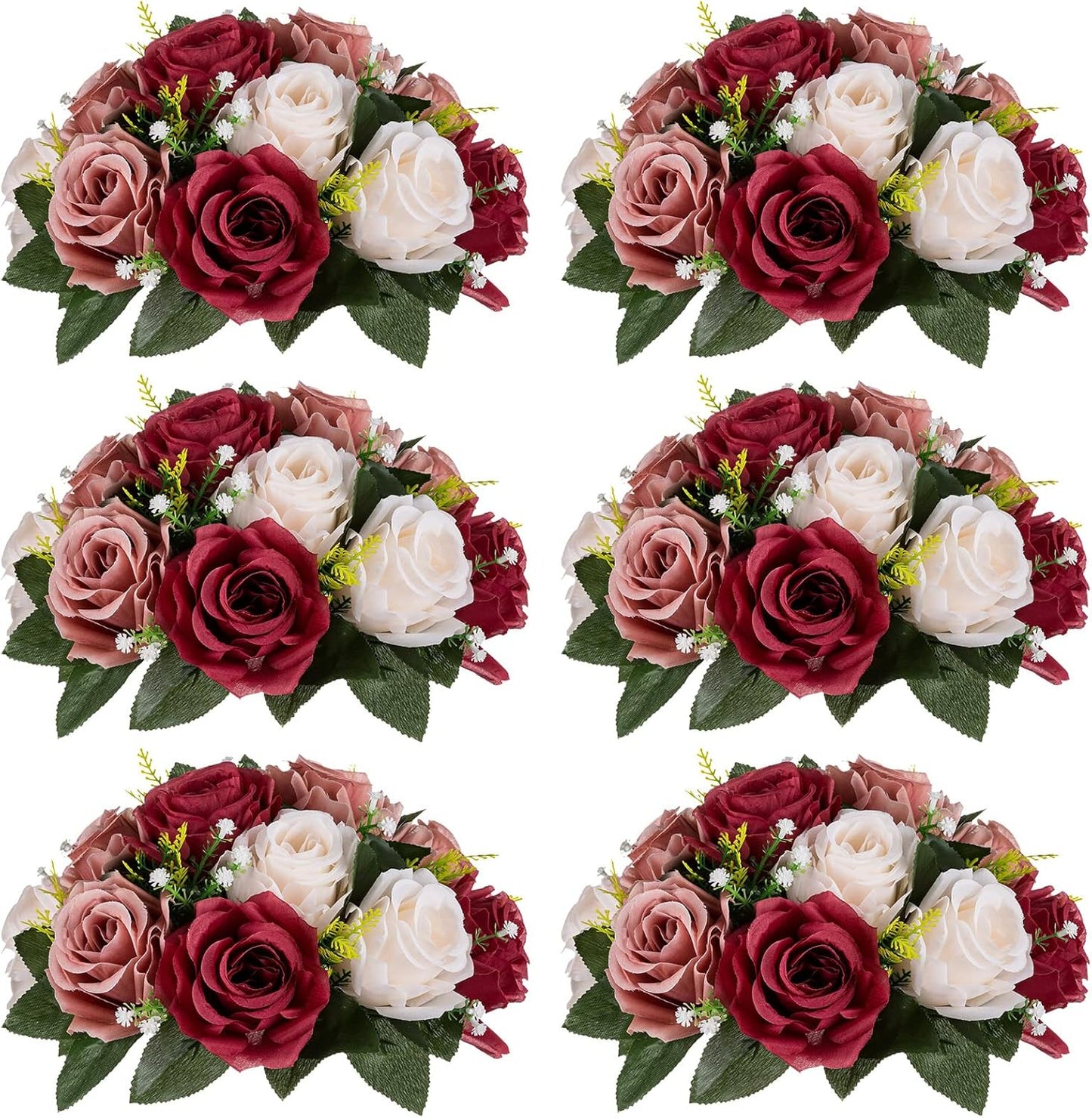 Nuptio Artificial Flower Centrepieces for Tables - 6 Pcs Set