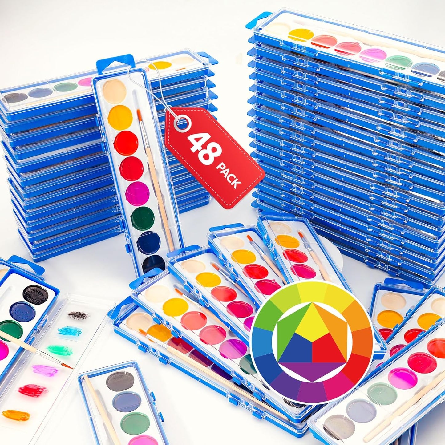 48 Pack Watercolor Paint Set for Kids - Washable Bright Colors