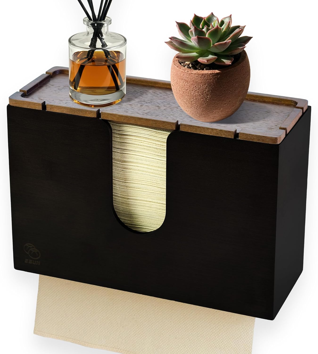 Bamboo Folded Paper Towel Holder for Kitchen and Bathroom Use