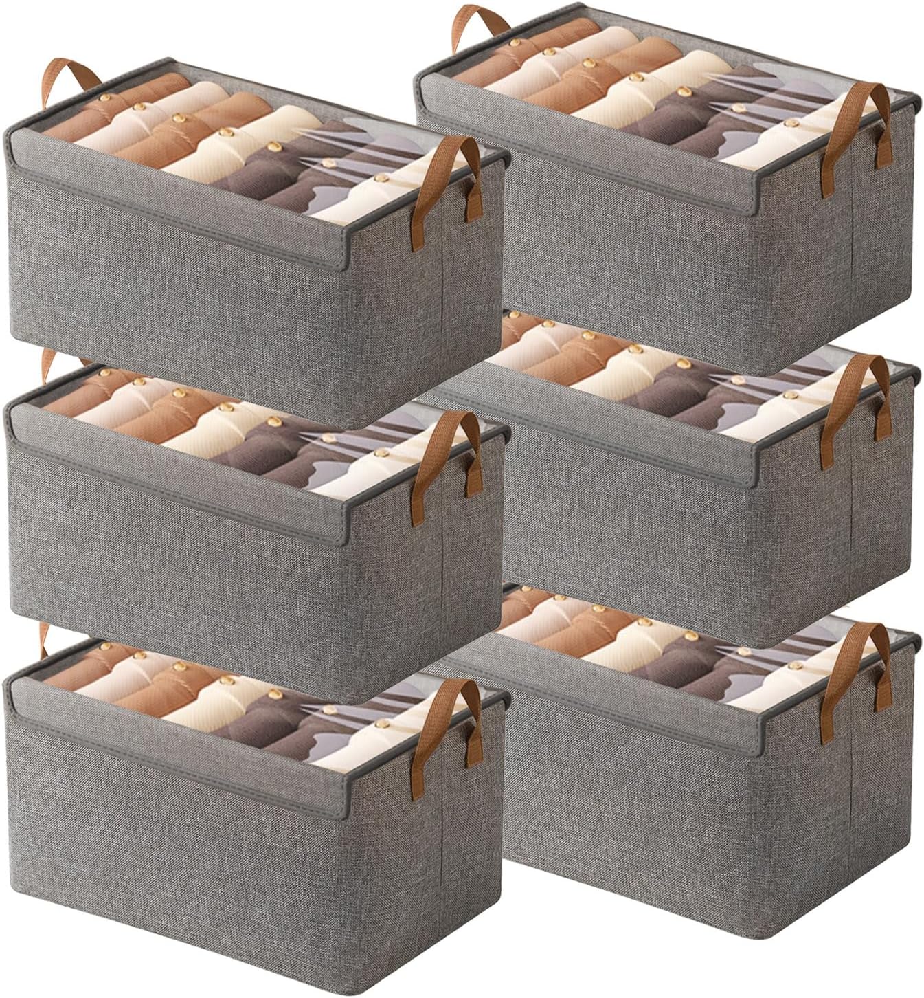 AARAINBOW Closet Organizer Bins - Stackable Fabric Storage Boxes