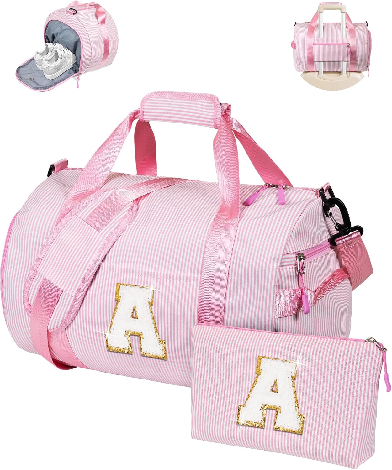 Personalized Gym Bag for Girls with Shoe Compartment and Pouch