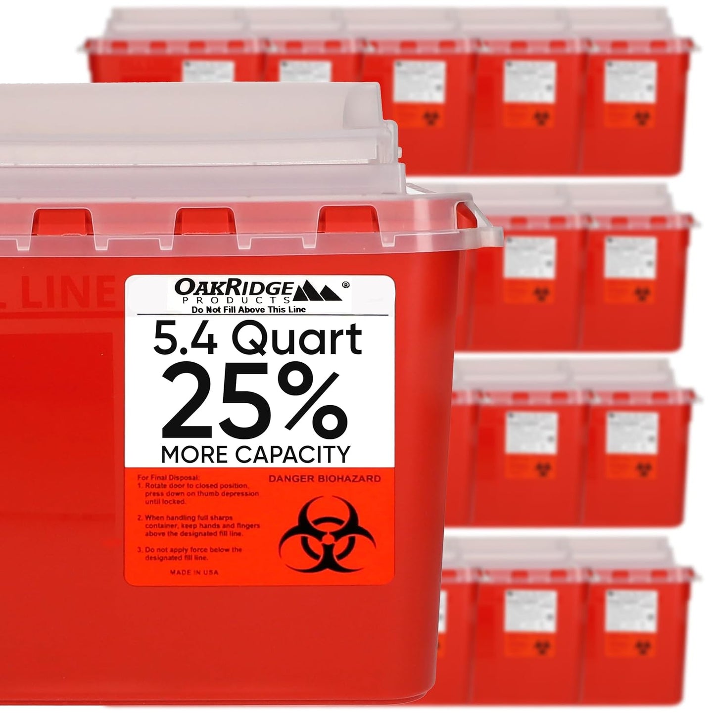 Transparent Sharps Container for Home Use and Professional 5.4 Quart