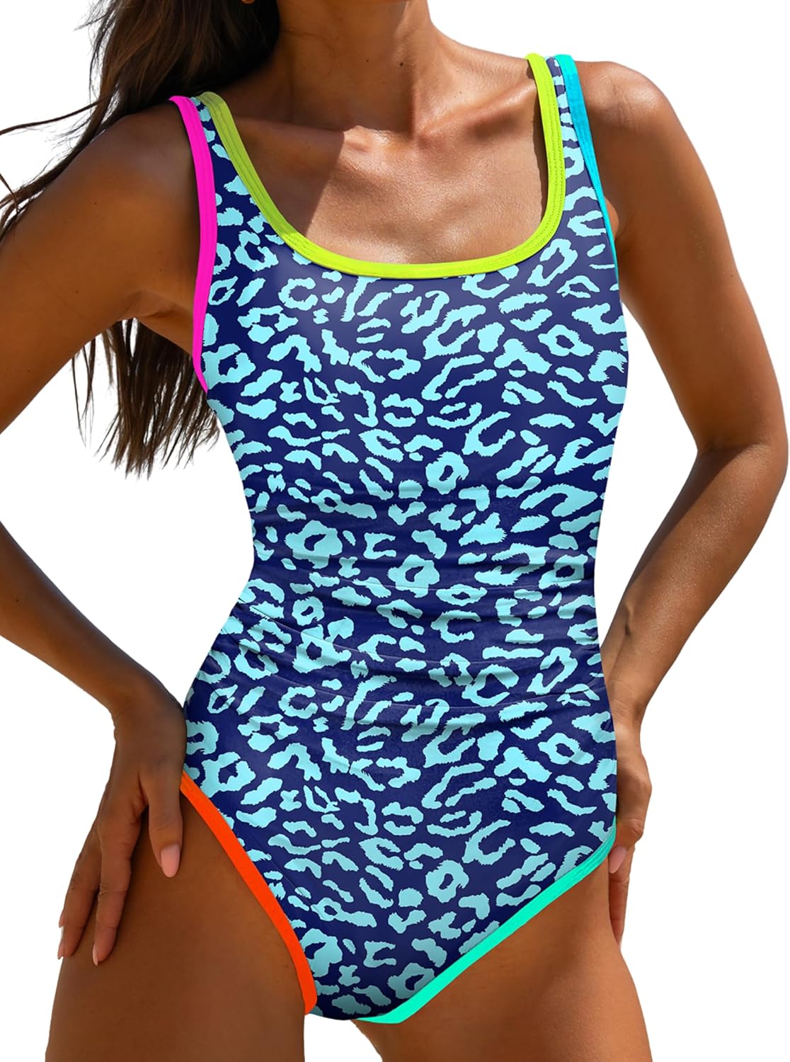 One Piece Swimsuit Tummy Control for Women - Neon Sport Swimwear