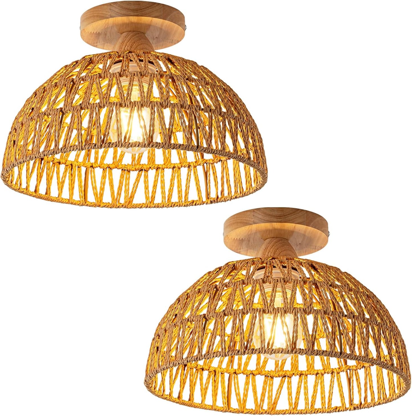 Boho Light Rattan Chandelier Ceiling Lighting Fixtures for Home
