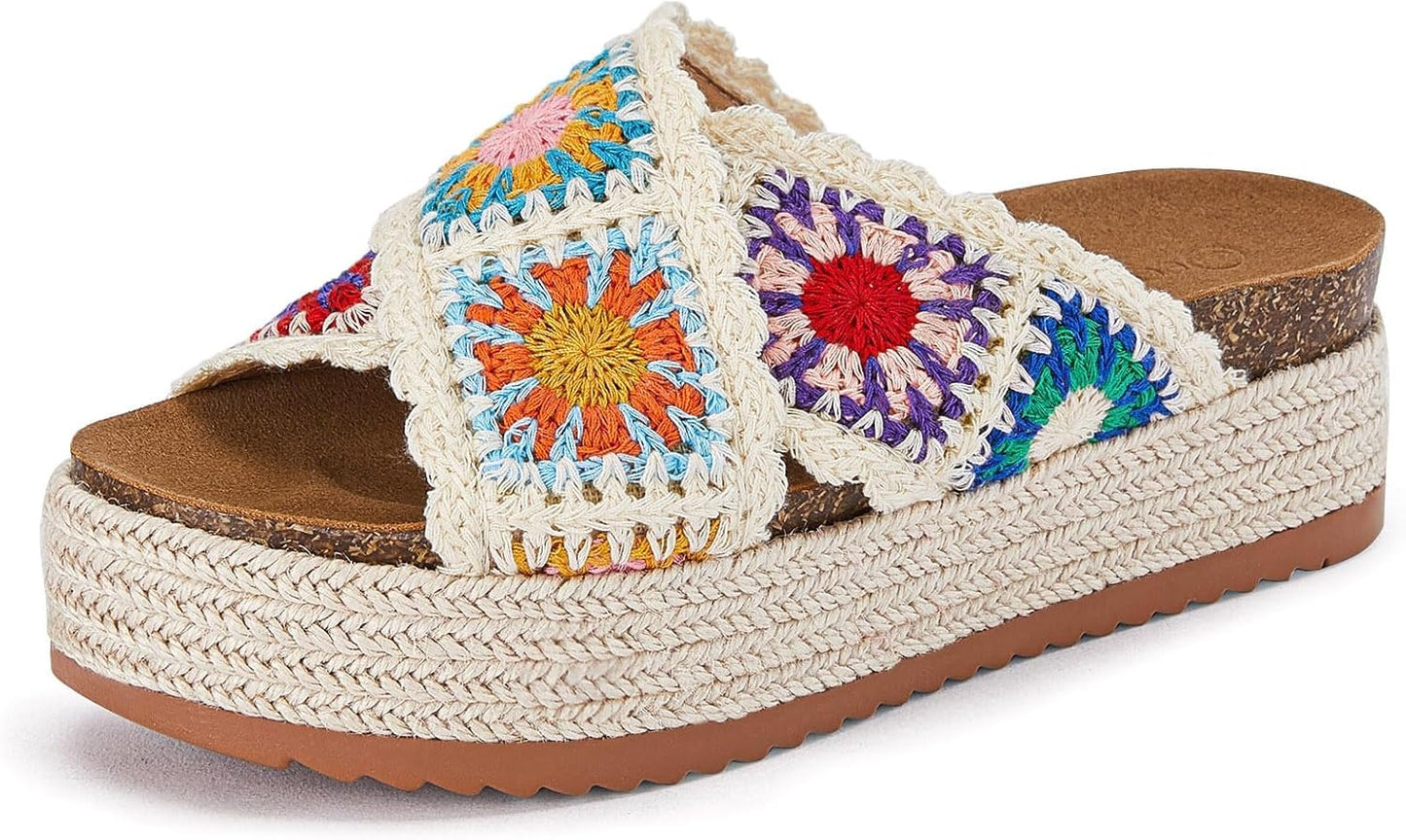 Coutgo Womens Platform Espadrille Sandals for Summer Fun