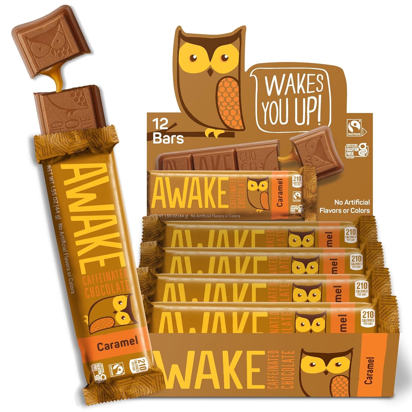 AWAKE Caffeinated Chocolate Bars - Caramel Milk Chocolate Treats