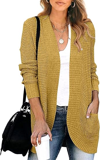 KIRUNDO 2023 Fall Winter Womens Open Front Chunky Knit Cardigan