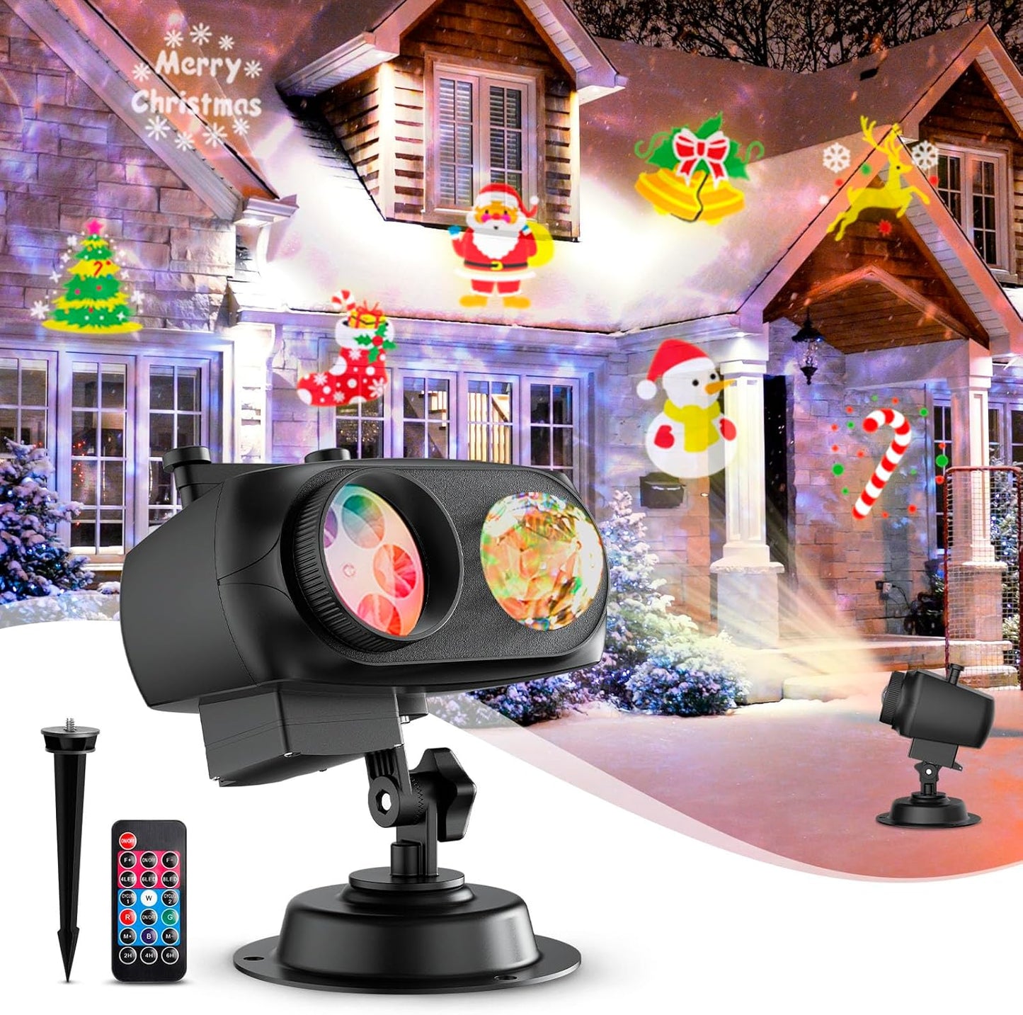 2-in-1 HD Christmas Projector Lights - 80 Patterns, 10 Wave Effects
