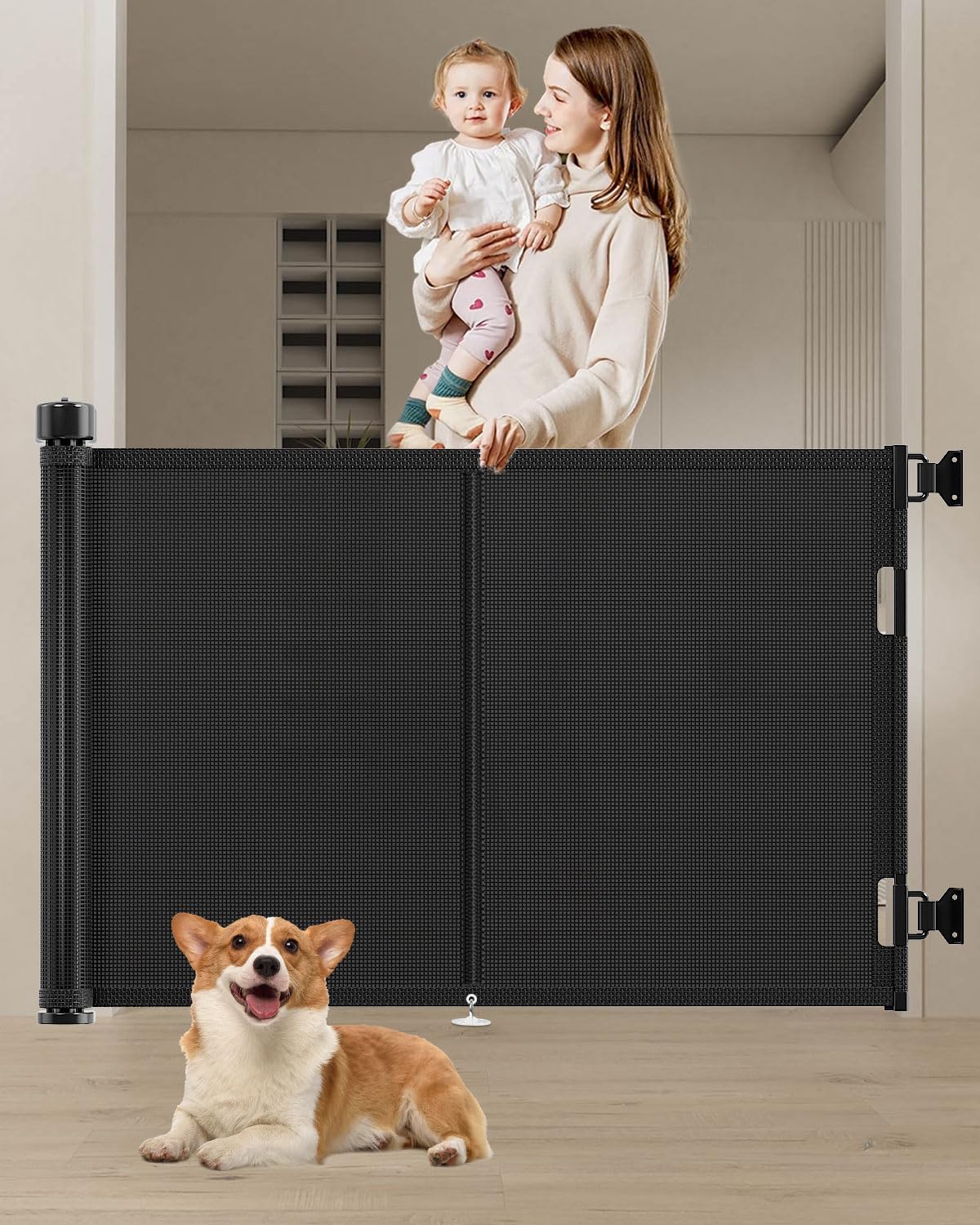 59 inch Retractable Baby Gates for Safe Indoor and Outdoor Use