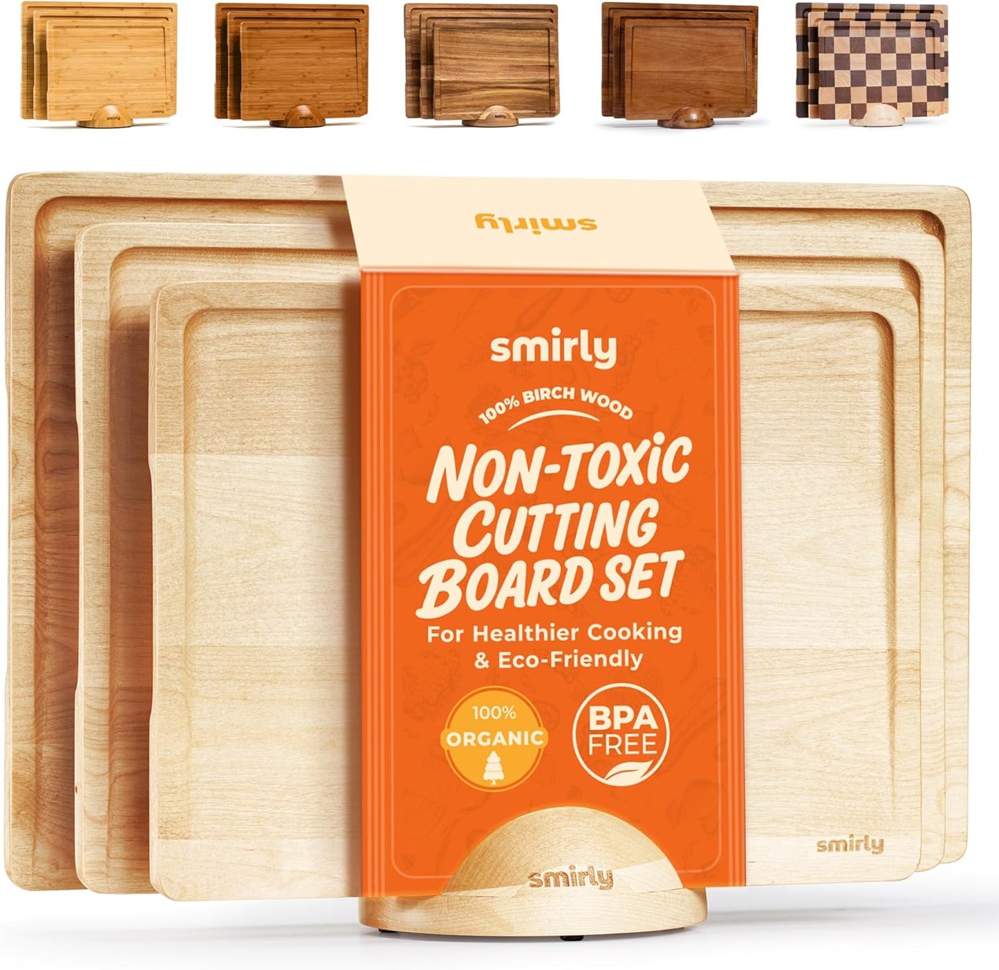 SMIRLY Wood Cutting Boards Set - Stylish and Durable Kitchen Essential