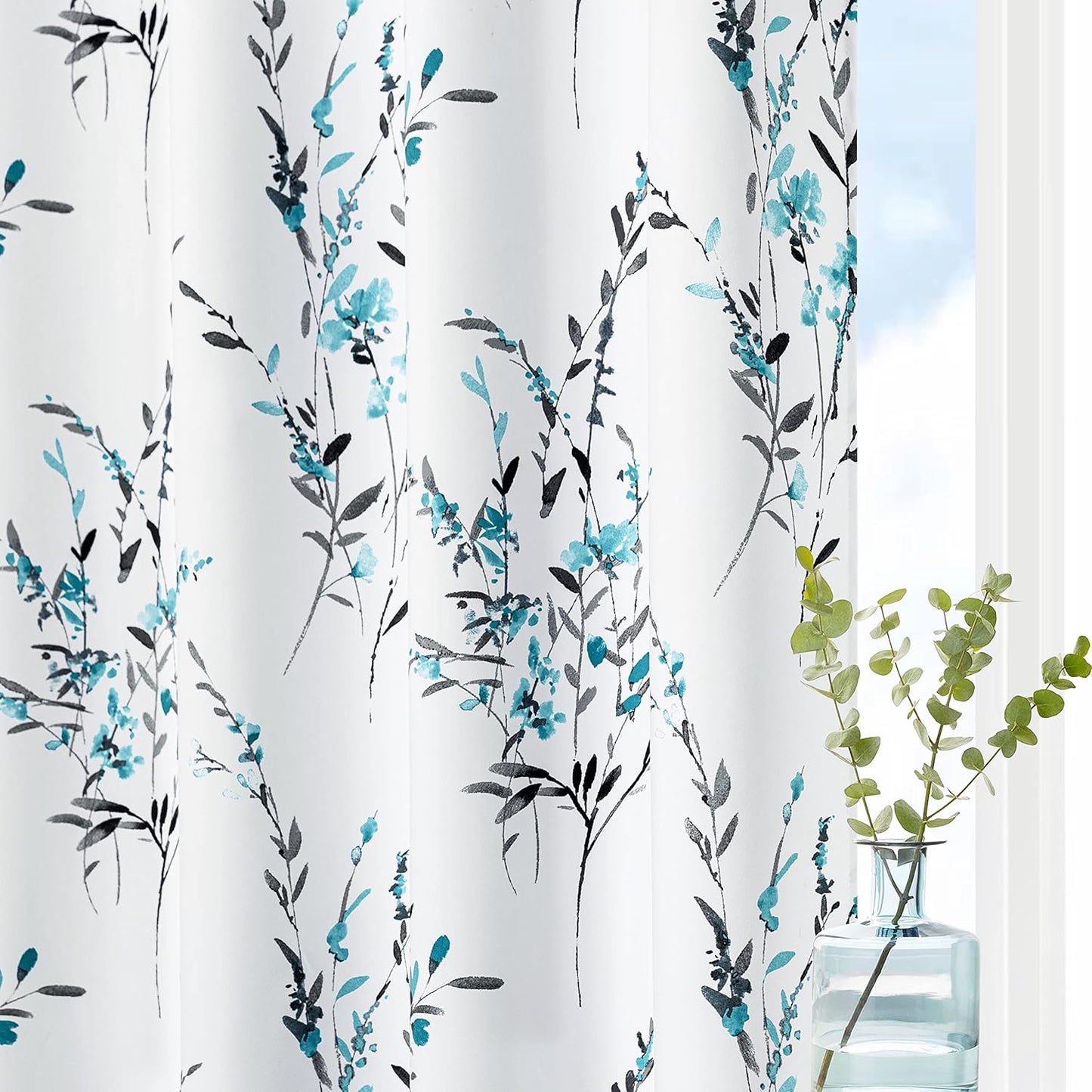 MYSKY HOME Floral Curtains for Living Room and Dining Room