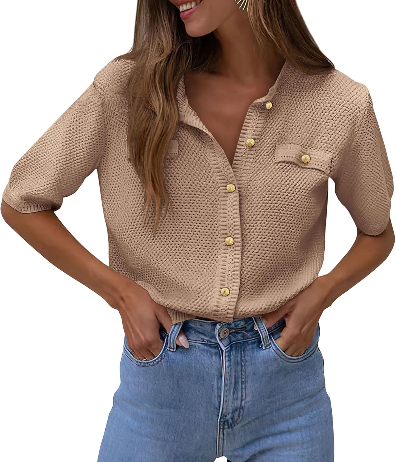 PRETTYGARDEN Women's Summer Button Down Shirts for Casual Style