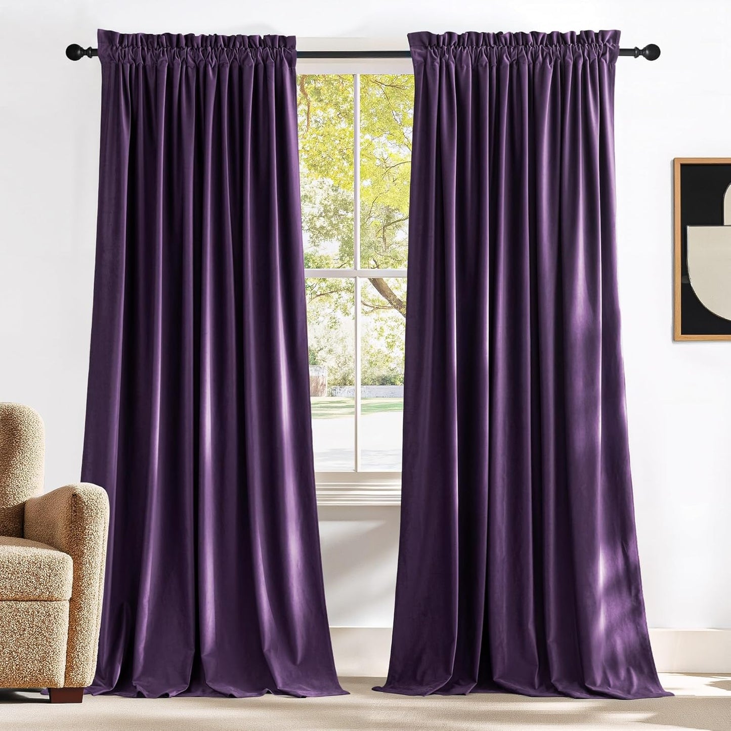 NICETOWN Purple Velvet Curtains for Elegant Home Decoration