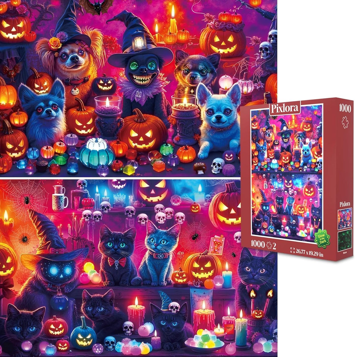 Halloween Puzzles 1000 Pieces for Adults - Glow in The Dark Fun