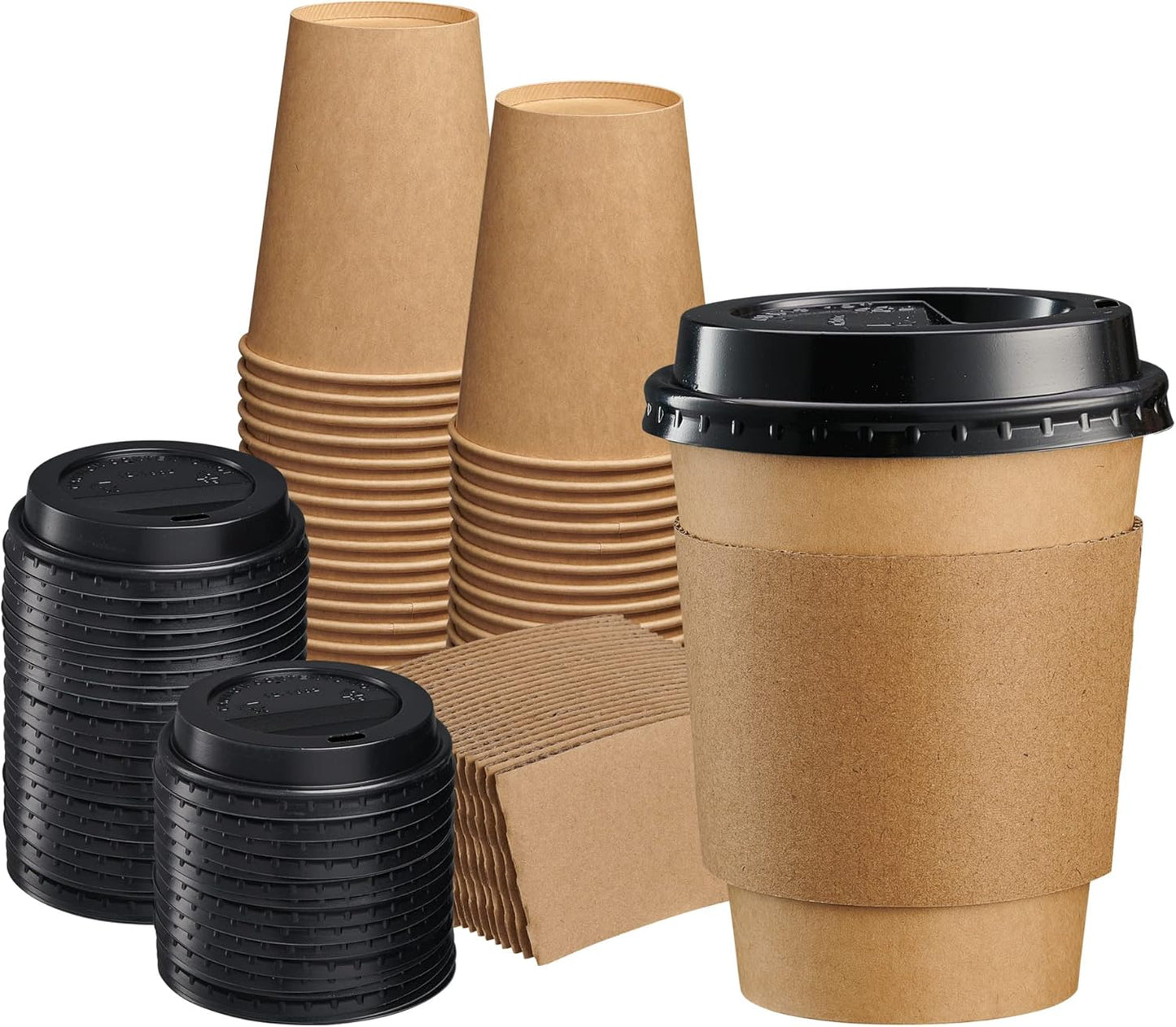 GUSTO Disposable Kraft Coffee Cups - Hot & Stylish To-Go Solution