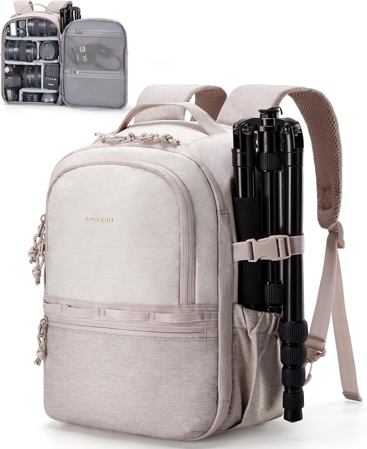 Compact Camera Backpack for Photographers | Fits iPad | Beige