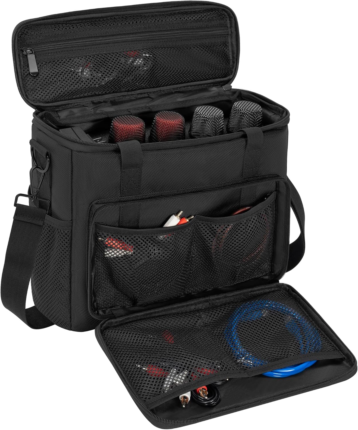 4 Slots Wireless Microphone Case with Foam for Safe Storage