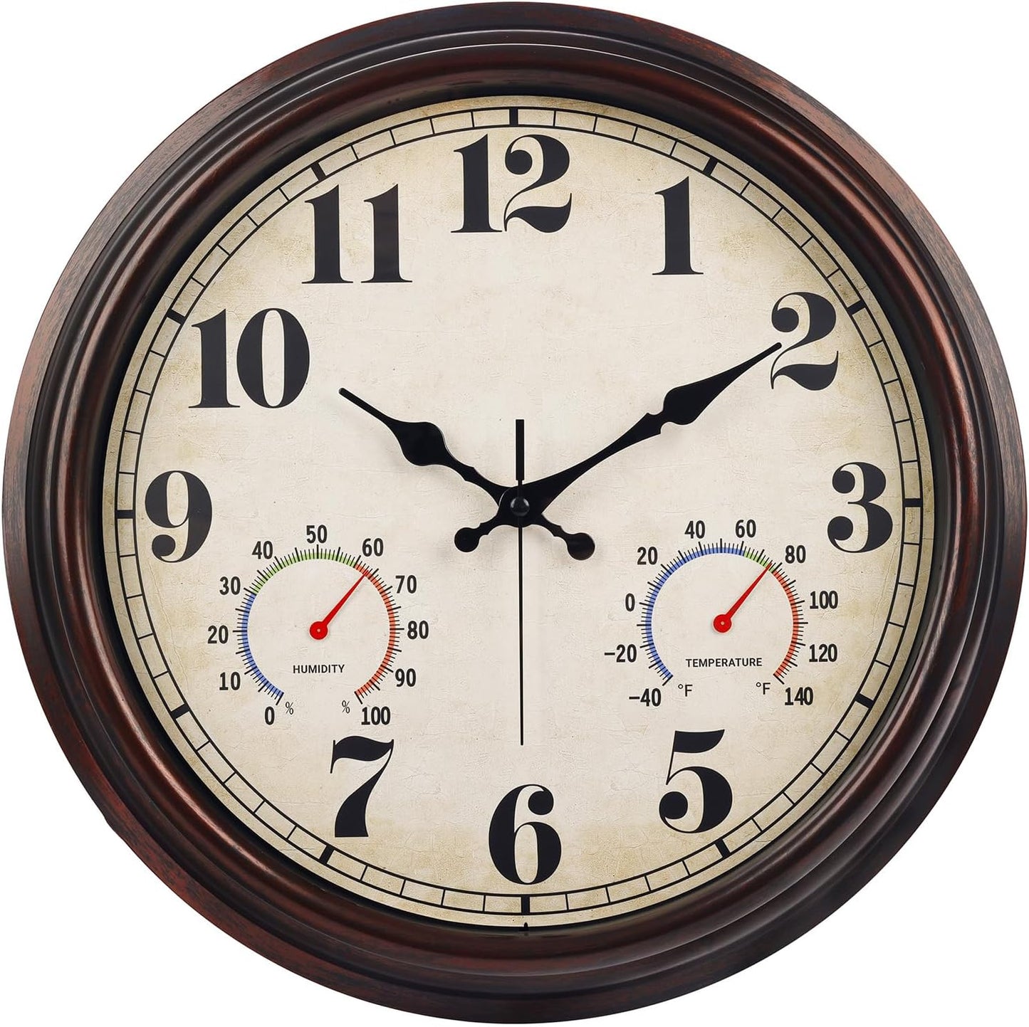 JENLYSTIME 16 Inch Vintage Wall Clock with Thermometer & Hygrometer
